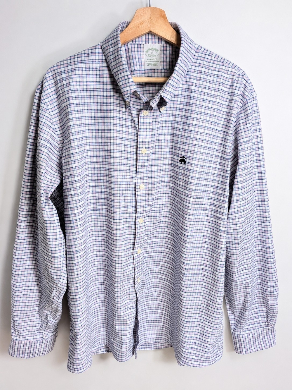 Brooks Brothers Milano Fit "The Original Polo Shirt" — Plaid — Men's XL